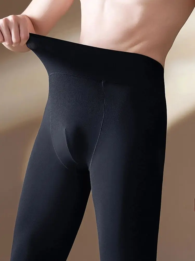 110G Brushed Spring Autumn Thermal Pants Men Convex Pouch Pantyhose Tights Collants Leggings Pantalon Pijamas Trousers Spodnie