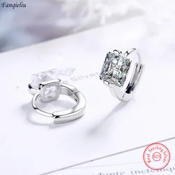 Fashion Jewelry Luxury 925 Sterling Silver Square Crystal Hoop Earrings For Women New FQL20512