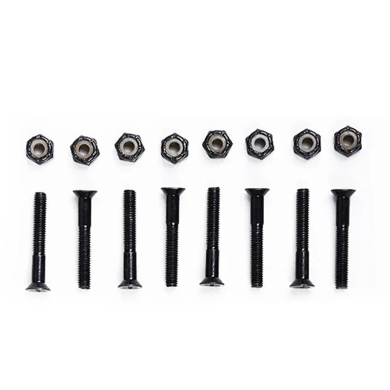 16 unids/set tornillos de repuesto + tuercas monopatín de cuatro ruedas Longboard M5 * 25mm/28mm/30mm accesorios de monopatín de acero al carbono medio