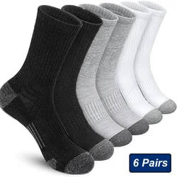 6 Pairs Men's Outdoor Gym Socks High Quality Comfortable Soft Buffered Running Socks Breathable Large Size New Style EU39-46