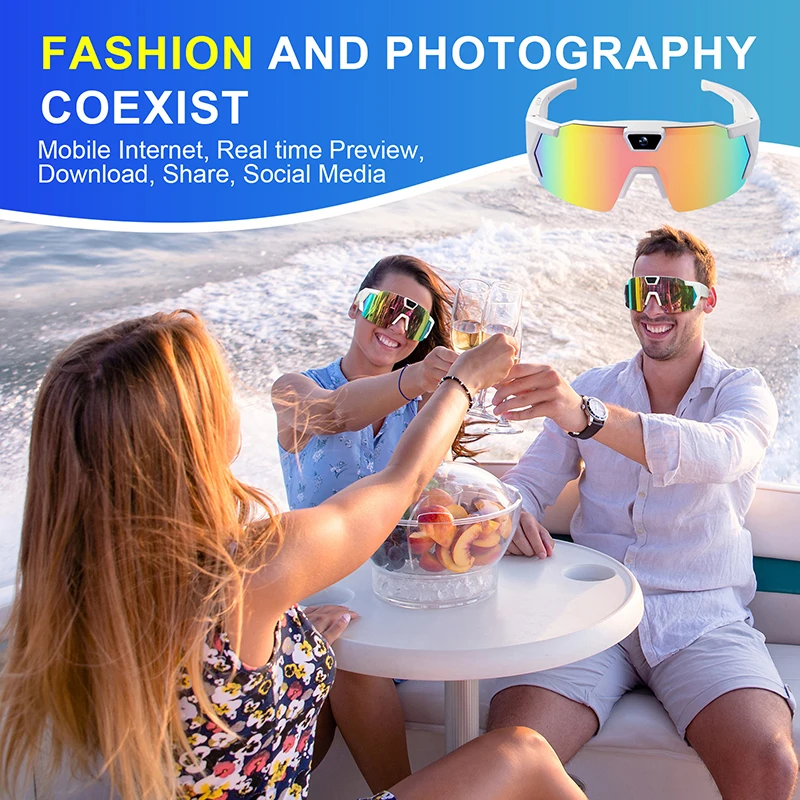 1080P HD مسجل فيديو WIFI APP الرياضة في الهواء الطلق كاميرا DV نظارات ذكية زاوية واسعة 170 °   كاميرا رياضية كاميرا ركوب التزلج