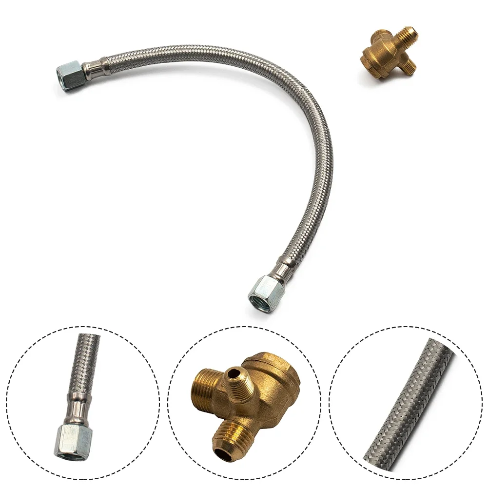 Air Compressor Intake Hose 350mm Made Of Stainless Steel With Brass Check Valve 10 14 16mm For Equipment Setup