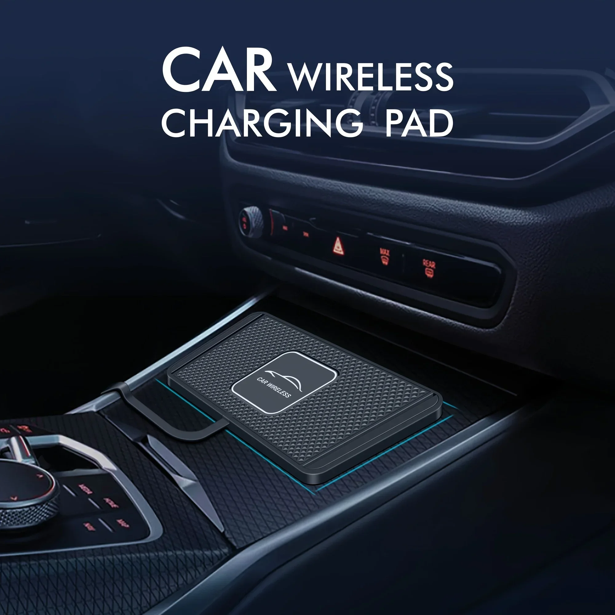 15W Qi Wireless Car Charger Pad with USB Compatible with iPhone 16/15/14/13/12/11, Samsung and All Qi-Enabled Devices