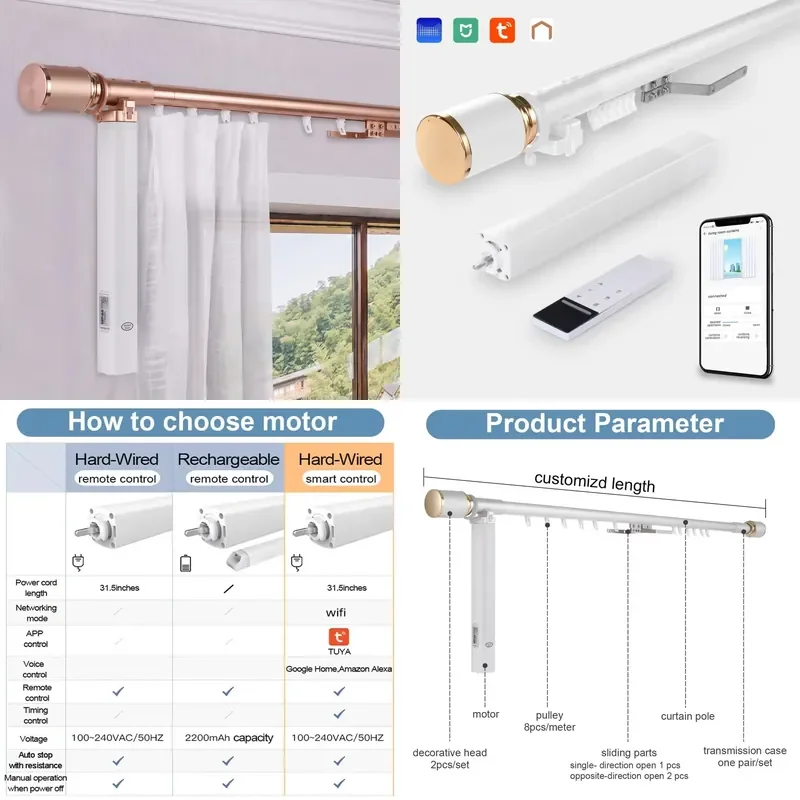 for  Smart WiFi Bluetooth Electric Curtains Graffiti  Control Easy Pairing Motorized Curtain System