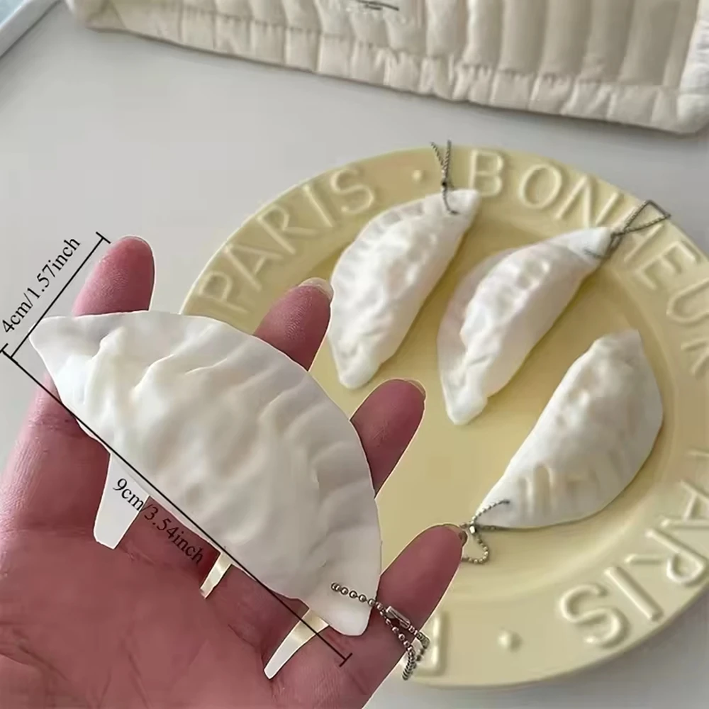 1Pc Cute Mini Dumpling Squeeze Toy Keychain Pendant Designed As A Simulation Food Decoration Perfect for Decompression Gifts