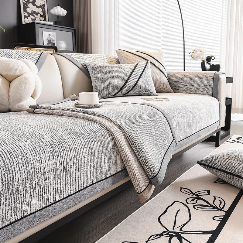 

Chenille Sofa Cover Solid Color Nonslip Couch Cushion Four Seasons Universal Sofa Mat High-end Modern Sofa Slipcover Living Room