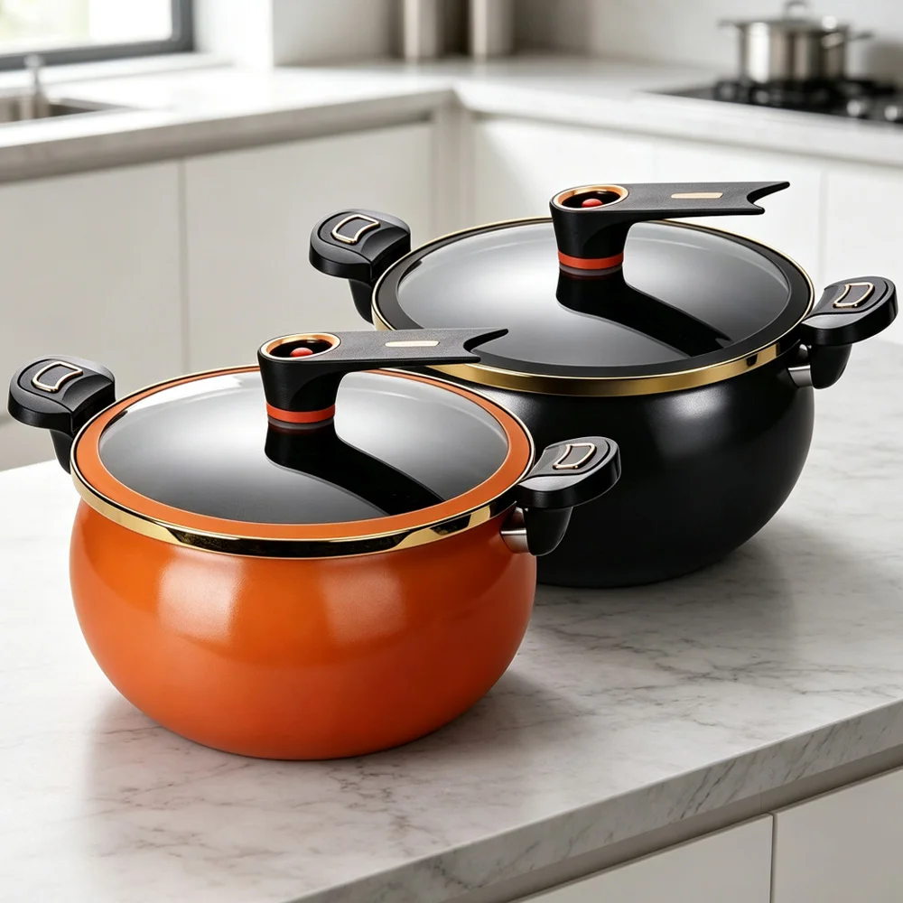 Home Kitchen Enamel Micro‑Pressure Pot Non‑stick Large Capacity Soup & Braising Cooking Pot