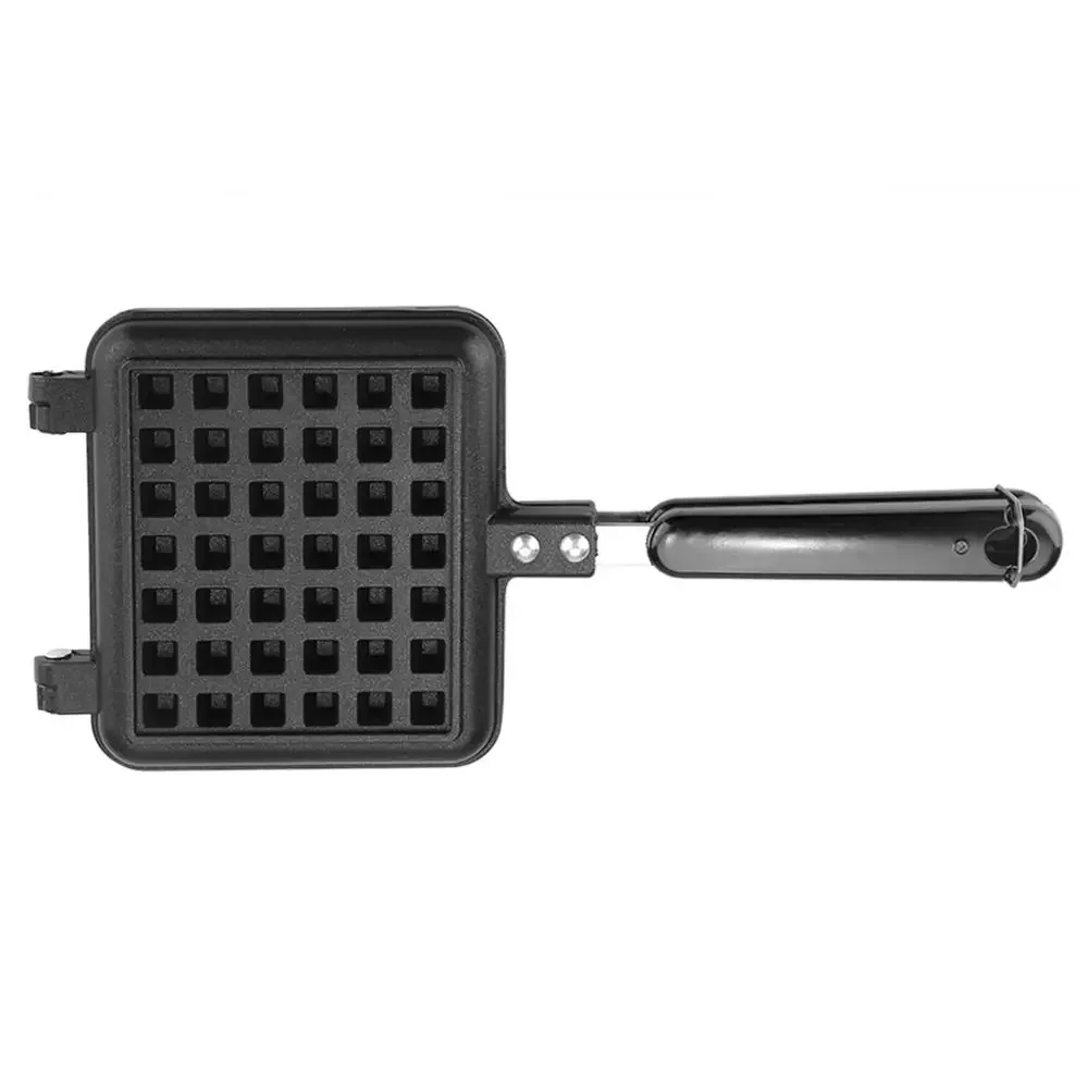 Long Handle Waffle Baking Mold Square Double-Sided Waffle Metal Mold Pan Cast Aluminum Durable Waffle Maker Machine Stove Top