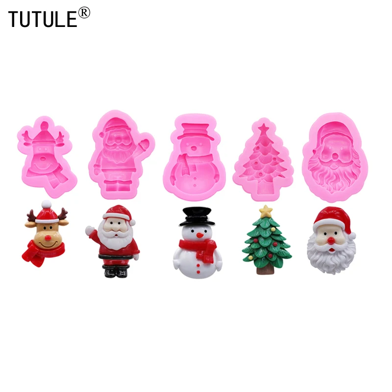 Santa Claus Christmas tree snowman elk resin jewelry keychain pendant silicone mold DIY chocolate dessert decorative molds