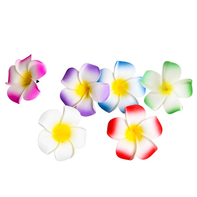 12PCS Hawaiian Hawaii Bohemia Style Plumeria Foam Flower Hair Clips Hair Barrette Hairpin For Bridal Wedding Party Beach Holiday