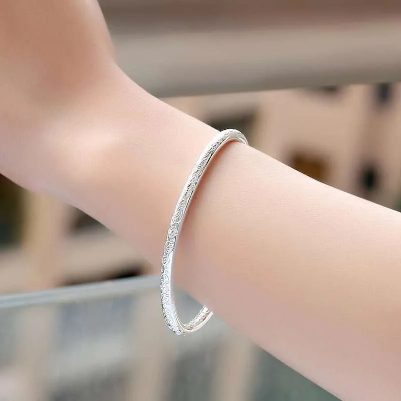 YKD58   Bohemian bracelet with printed line bracelet for women's silver plated bracelet