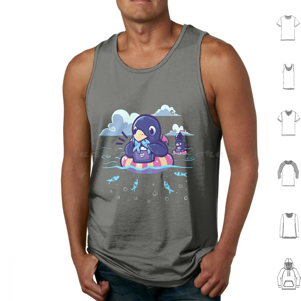 Summer Sardine Feast Tank Tops Vest Sleeveless Disgaea Prinny Dood Penguin Summer Summer Designs Sea Cute Fishy Sardines Video