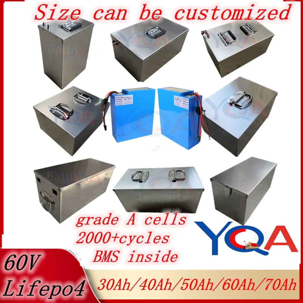 

The size can be customized 60V 50Ah 60AH 70Ah 30Ah 40Ah LiFepo4 Lithium Battery for Two-wheeler Three-wheeler
