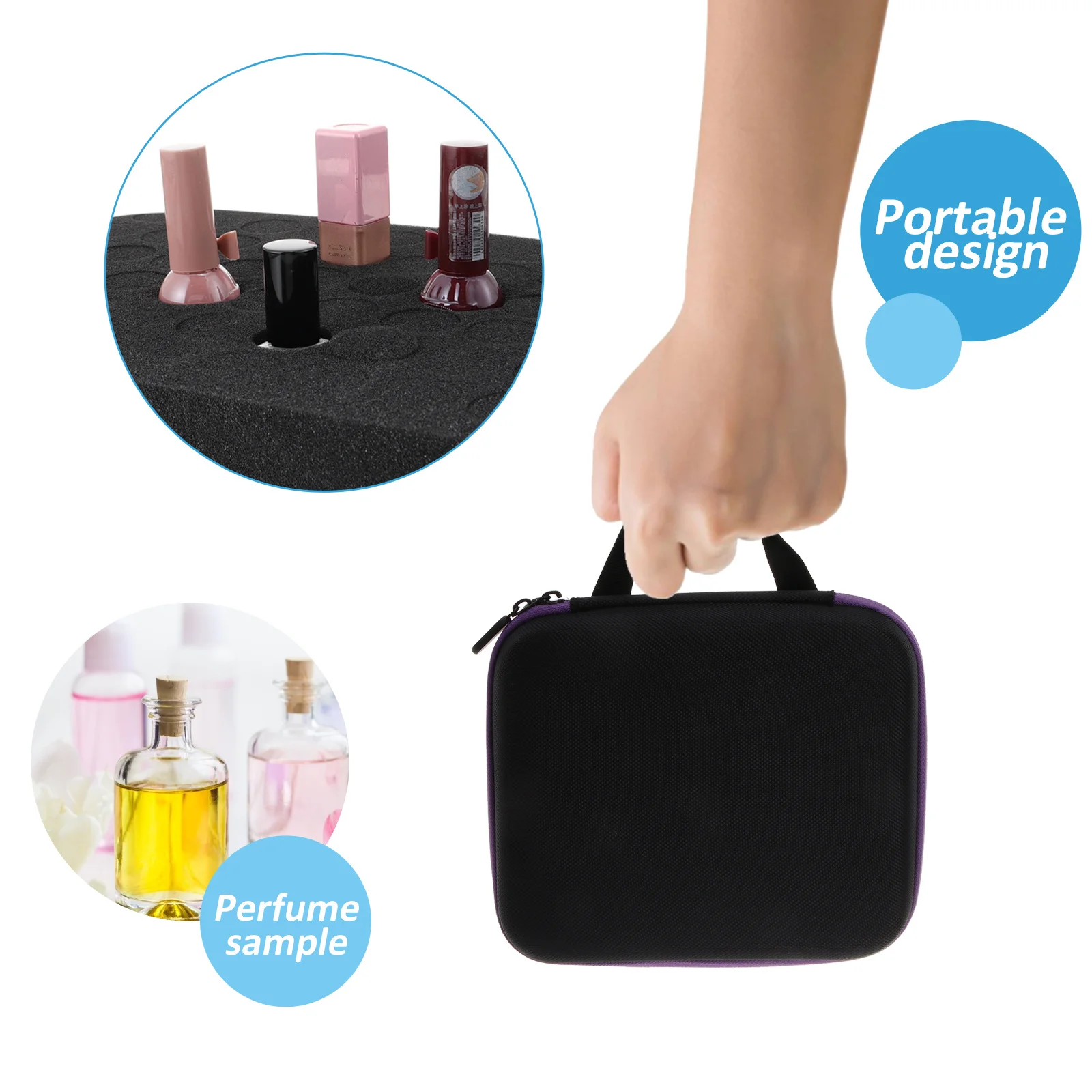 

30 Bottle Essential Oil Storage Box Purple Travel Organizer Shockproof Drop-Proof Zipper Design Easy Carry Bottle Storage Bag