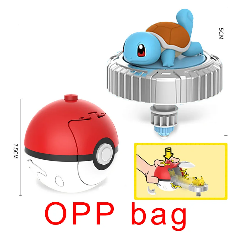 Pokemon Figuur Draaiende Top Speelgoed Actiepop Originele Pikachu Charmander Squirtle Mew Eevee Ball Box Draaispel Kinderspel