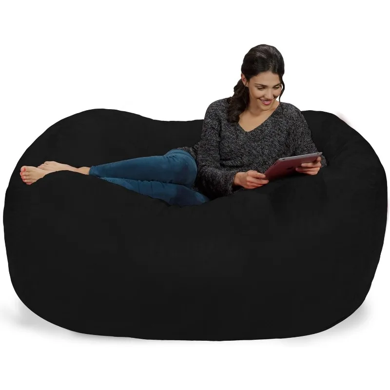 Bean Bag Chair: Huge 6' Memory Foam Furniture Bag and Large Lounger - Big Sofa with Soft Micro Fiber Cover - Black