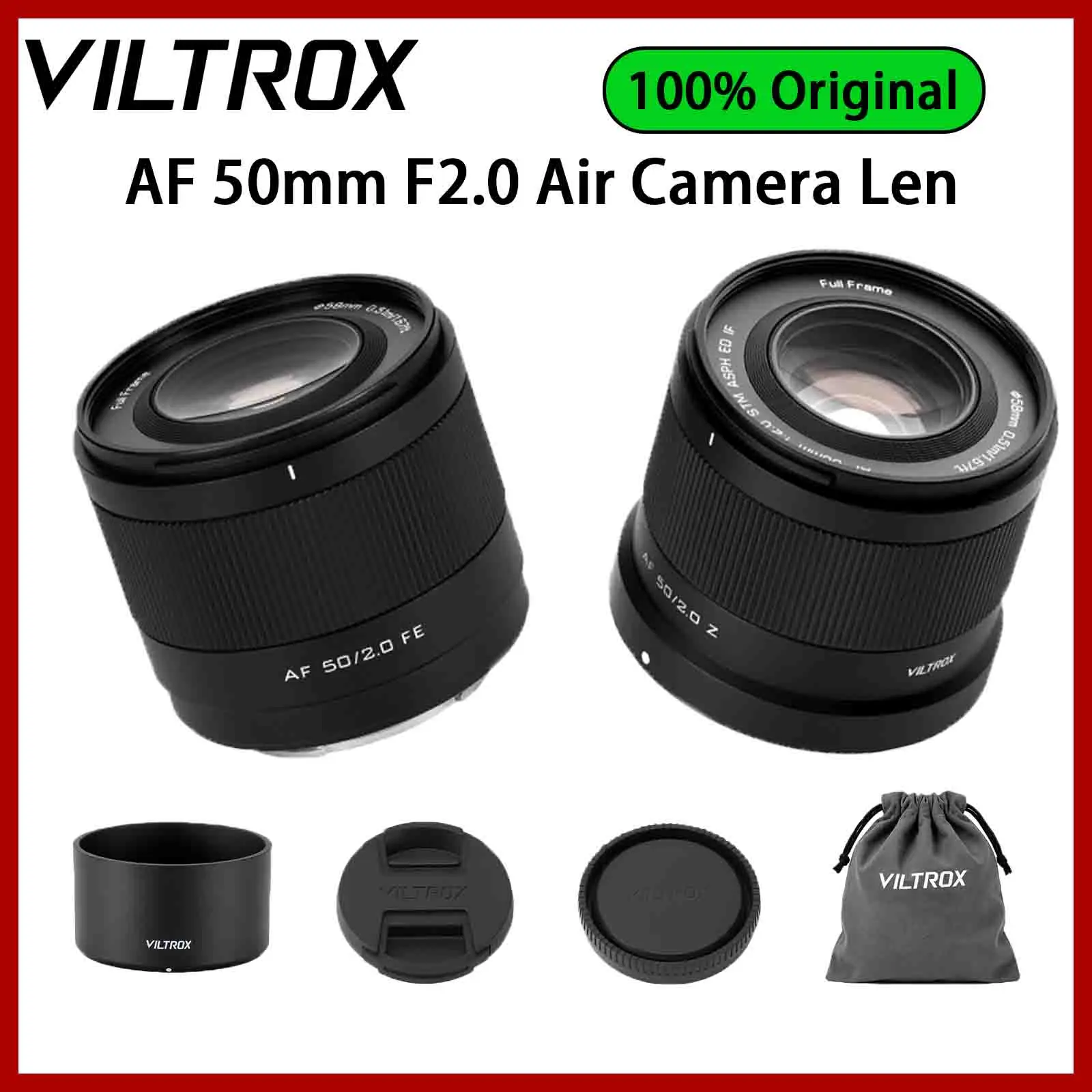 

Viltrox AF 50mm F2.0 Air FE/Z Full Frame Lens Auto Focus Lens Large Aperture Camera Lens for Nikon Z Sony FE Mount Cameras