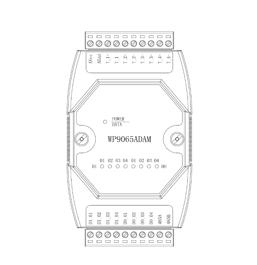 

Модуль измерения температуры термопары типа K 4T4DI4DO Communication MODBUS-WP9065ADAM