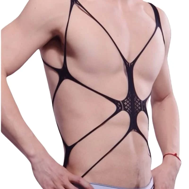 Men's Hollow Fishnet Lingerie See Through Bodystocking Full Body Stockings Suits Sexy Babydoll Underwear Plus Size for Man 3XXXL view 5