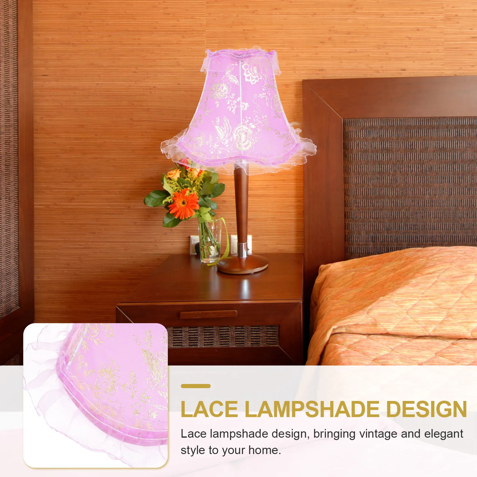 

Lamp Shades for Table Lamps Small Replacement Desk Lampshades Violet Indoor Supply Cloth Vintage Metal Lace Design Bright