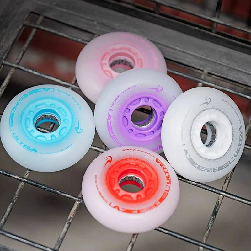 Original Flying Eagle ULTRA Bright Self-powered LED Flashing Skating Wheels, 80/76/72mm Lighting Slalom Urban Skates Rollers