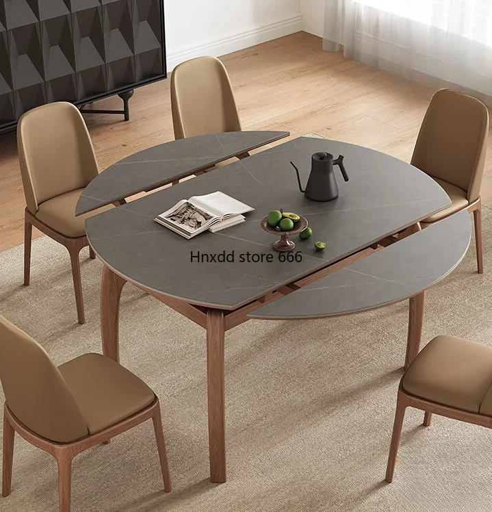 solid wood general slate retractable dining table and chair combination,