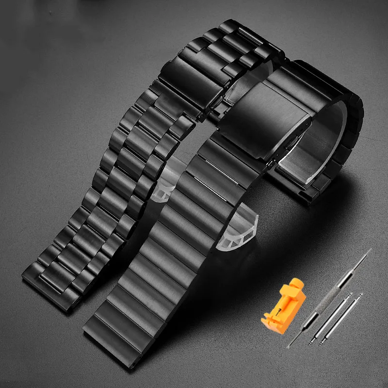 New 23mm Black Silver Watchband For Casio PROTREK Mountain Climbing Series PRW-60/PRW-70/PRW-50Y Stainless Steel Metal Strap