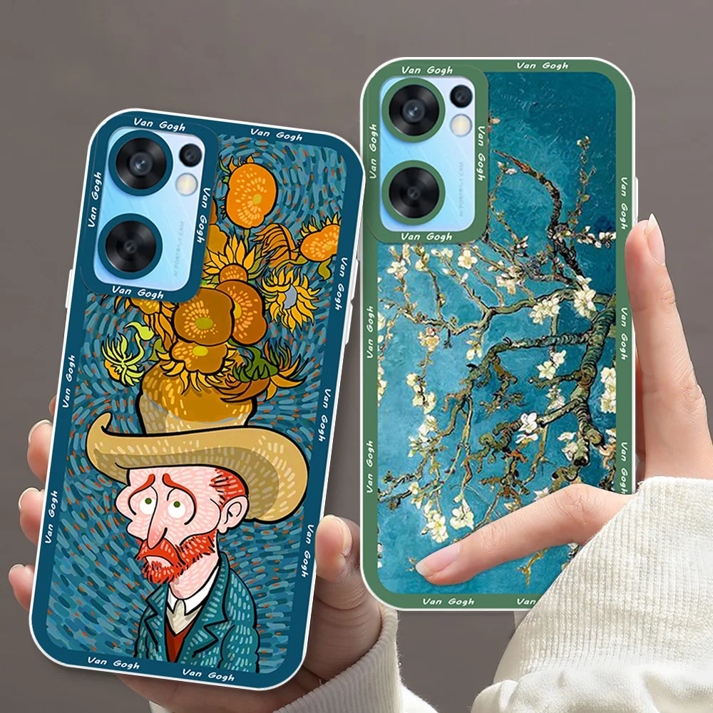 Van Gogh High Art Cool For OPPO A98 A94 A92 A78 A76 A74 A72 A58 A54 A55 A36 A15 A9 5G Angel Eyes Transparent Phone Case