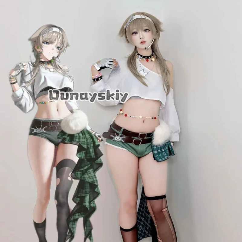 Disfraz de Cosplay Prika del Anime GODDESSS, Sudadera Corta a la Moda, Mini Pantalones, Vestido Y2K, Pelucas y Accesorios para Halloween