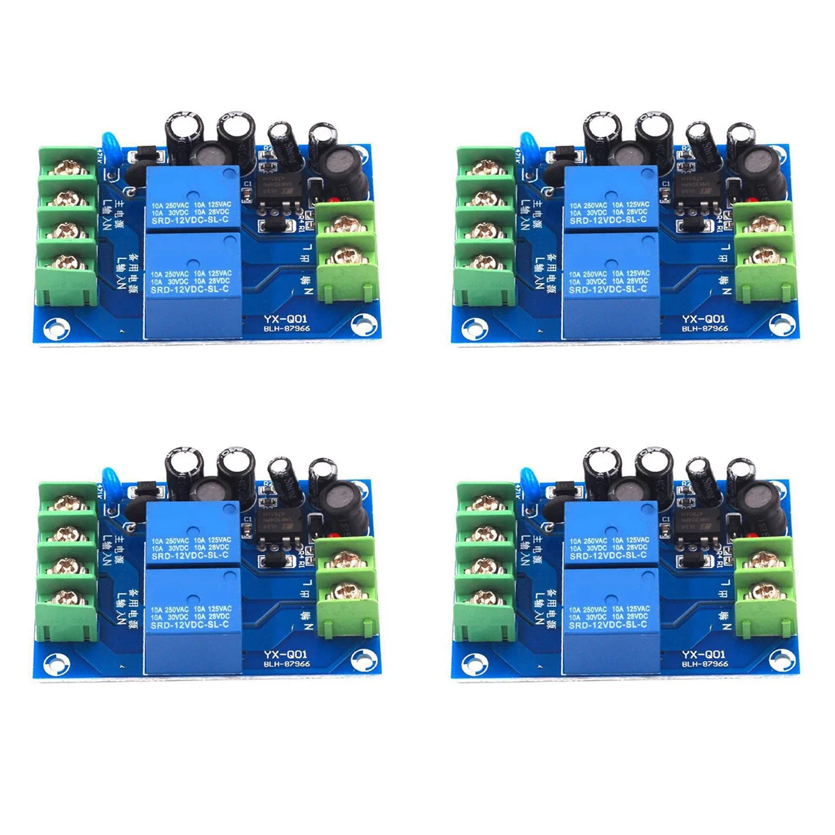 4X 220V 2 Way Power Automatic Switcher 10A Dual Power Supply 2 in 1 Out Power Failure Transfer Switch Board Module