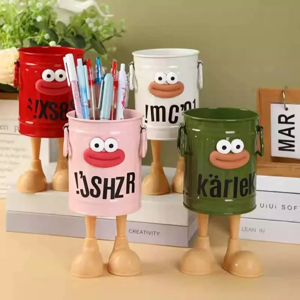 Suporte para canetas de desenho animado, suporte de armazenamento simples, para armazenamento de escritório, armazenamento de mesa, armazenamento de estudo em casa (adesivos de letras aleatórias)