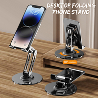 360 Rotation Aluminium Alloy Foldable Desktop Phone Stand Desk Lazy Tablet Holder Support Mount For IPhone IPad Xiaomi Samsung