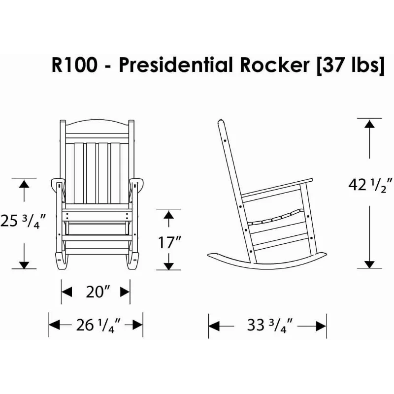 Polywood R100wh Presidentiële Schommelstoel, Wit