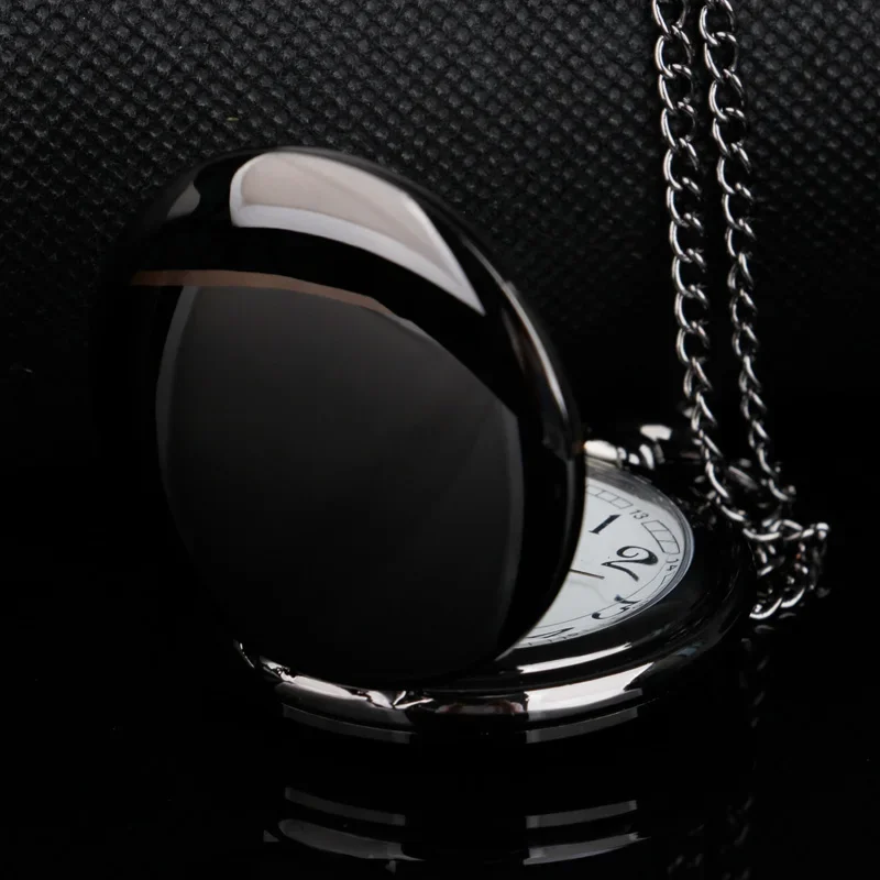 Black Business Quartz Pocket Watch With Chain Unisex Classic Watch Gift Simple Clock Hot Products
