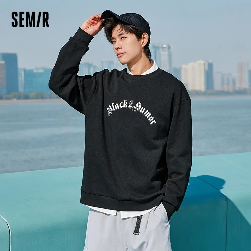 Semir Sweatshirt Men 2023 Spring New Style Trend Letter Printing Fashion Sense Loose Round Neck Drop Shoulder Top Hoodies