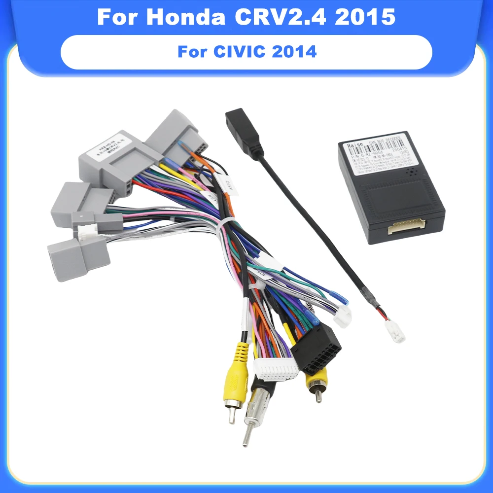 

Автомобильный радиоприемник, стерео жгут проводов, кабельный адаптер, декодер Canbus Box для Honda CRV2.4 2015 CIVIC 2014, 2 Din видеоплеер