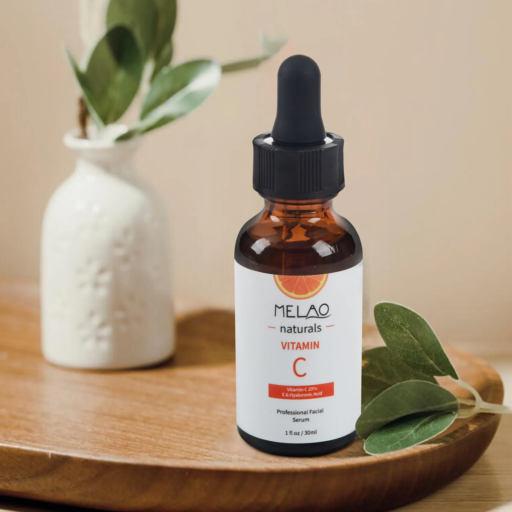 MELAO-suero Facial tópico para la cara, suero orgánico antienvejecimiento con Vitamina C Natural, 20% vitamina C + E, 30ML