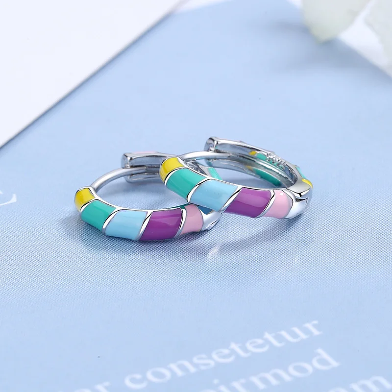 KOFSAC Glamorous 925 Sterling Silver Earring Fashion Rainbow Hoop Earrings For Women New Creative Ear Jewelry Lady Birthday Gift