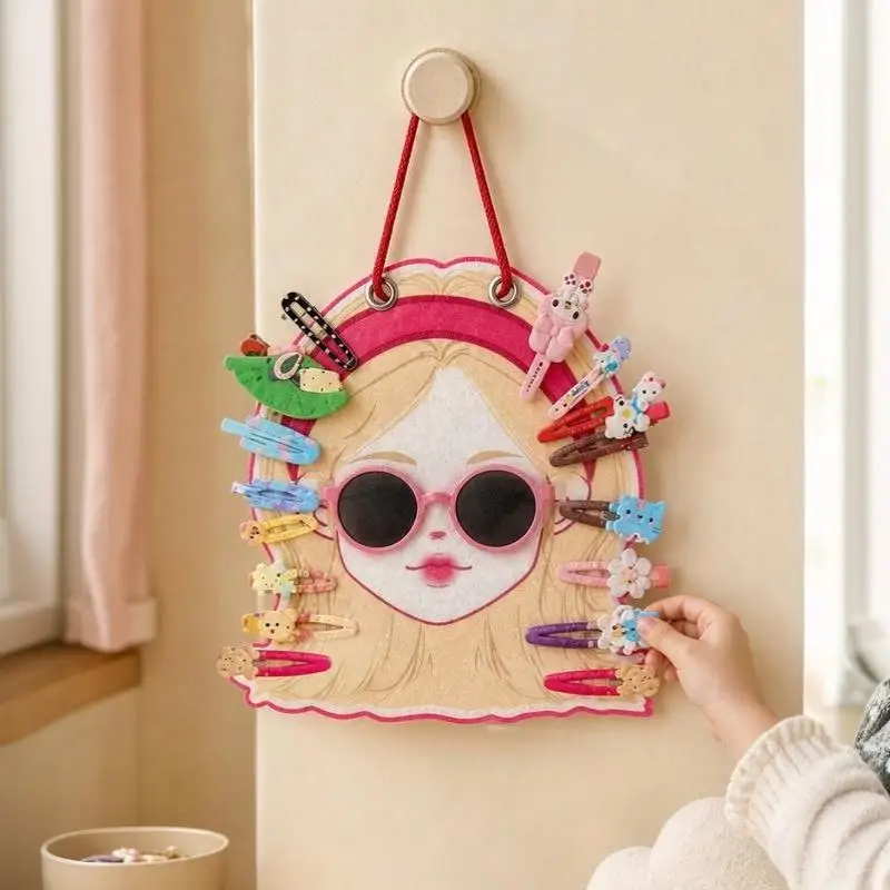 Wall Hanging Felt Household Storage Rack Cartoon Space Saving Organizer for Glasses Hair Clips Gift