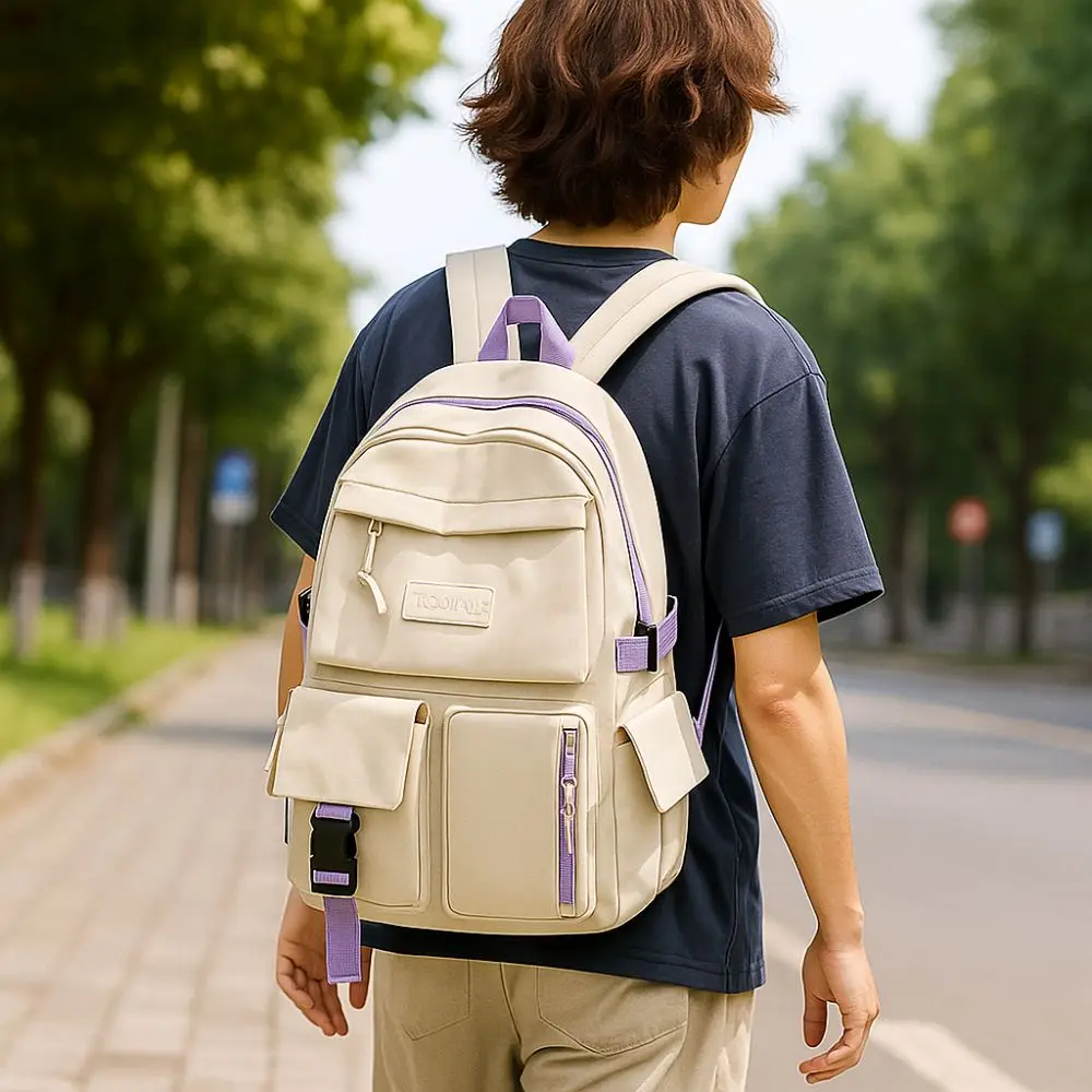 Zaino per studenti di grande capacità Tracolla regolabile Zaino per laptop traspirante Zaino casual leggero multitasche da campeggio