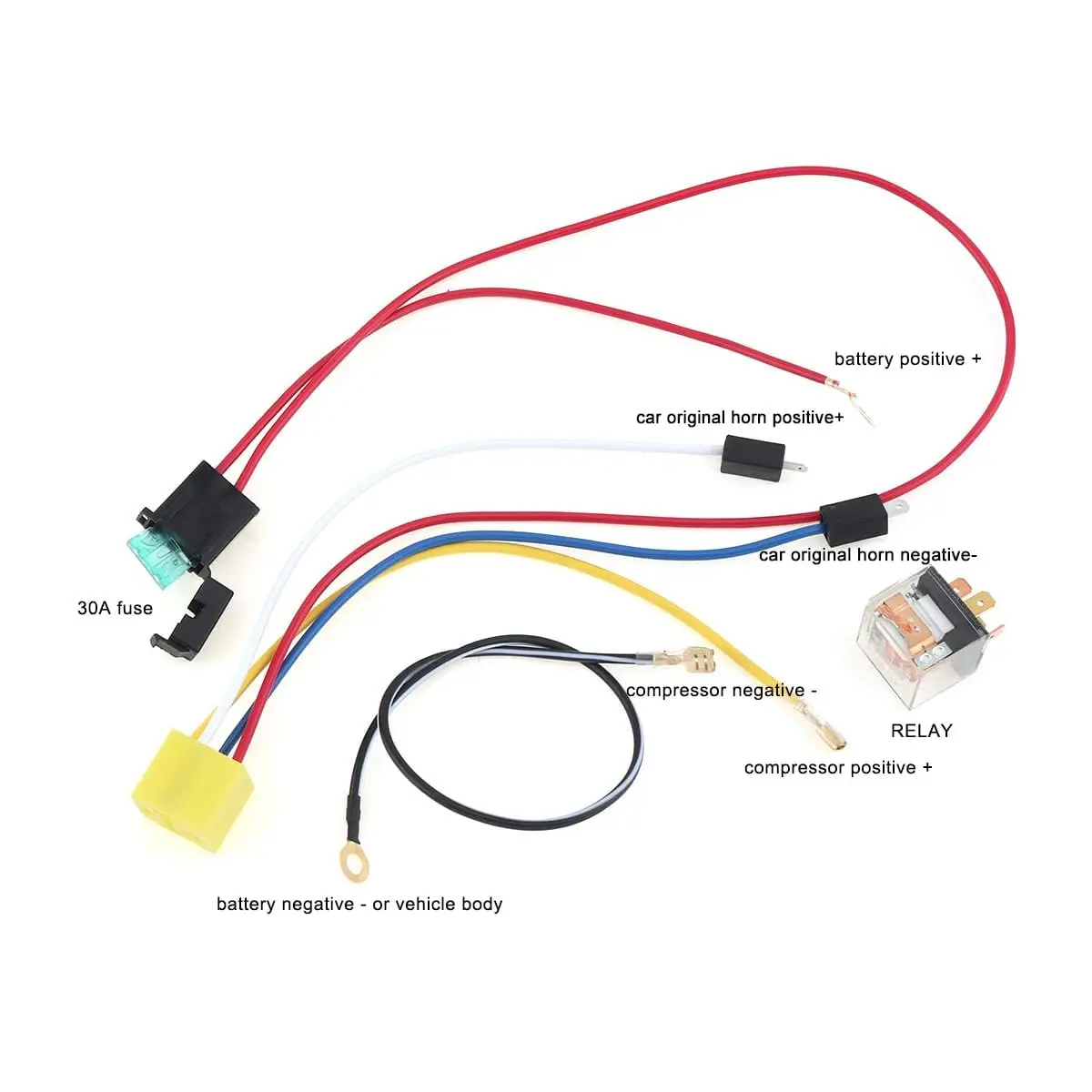 Air Horn Relay Wiring Harness Kit, Universal 12V Wires and Relay for Air Horn Car/Truck/Vehicle