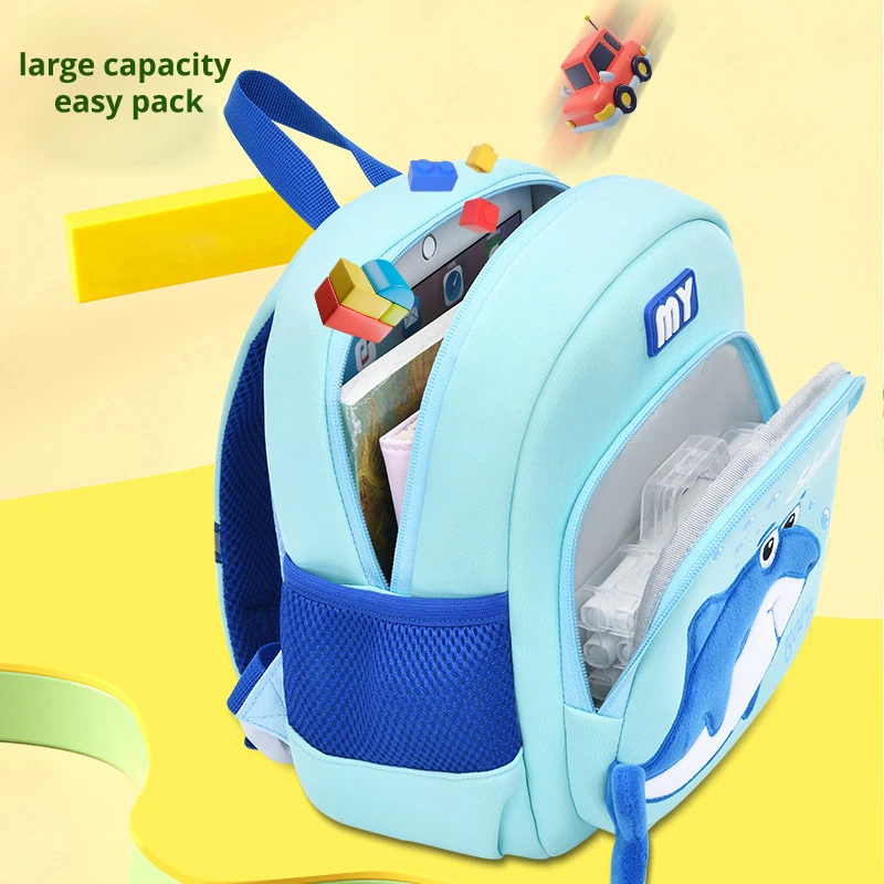 New Cute Shark Kindergarten Backpack With Spine Protection And Load-Reducing Diving Material For Children\'s Backpack