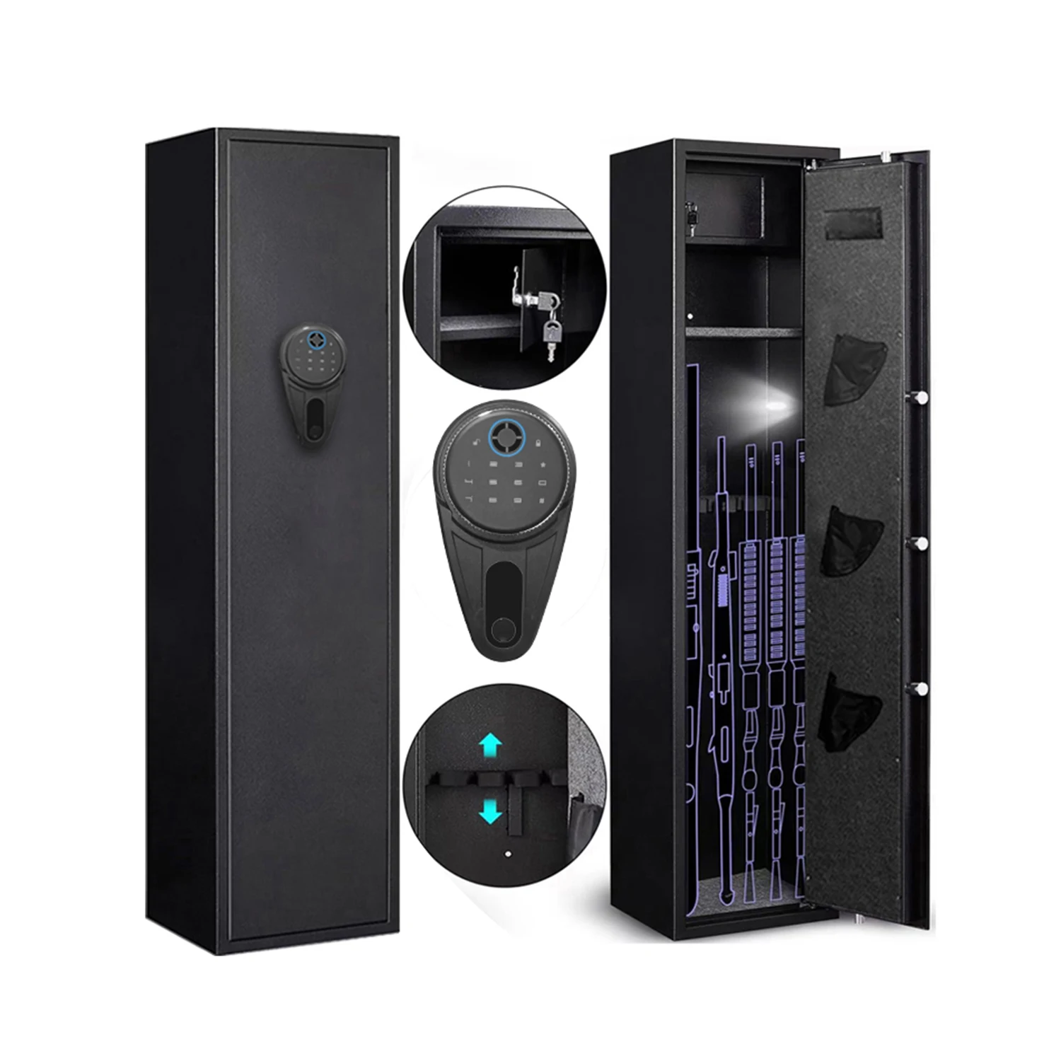 Large Long Gun Safe Long Gun Safe for Domestic Guns, Hand Gun Fast-access Storage Cabinet 5 Guns and 2 Hand Guns,password Box s