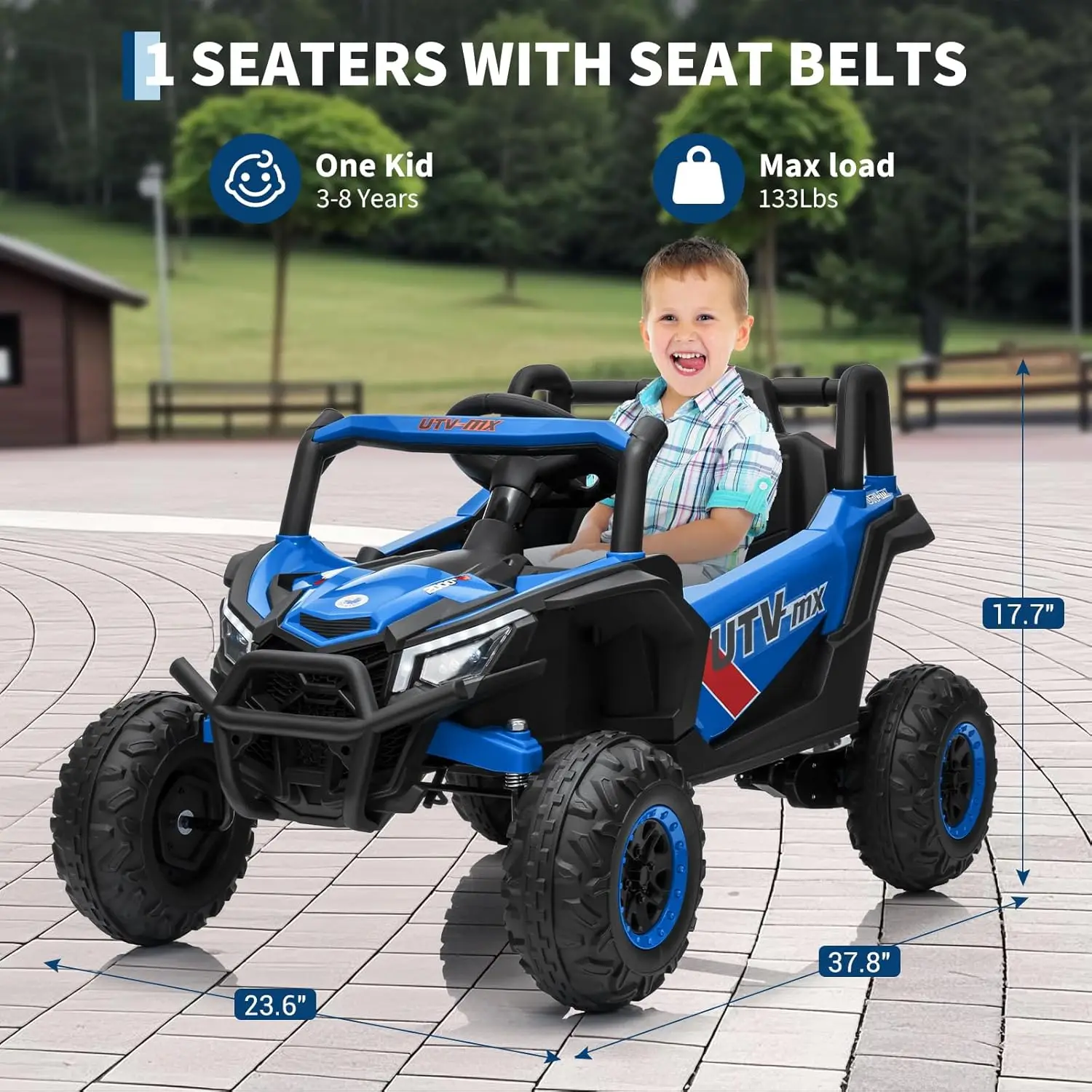 12V UTV Buggy Elektro-Aufsitzwagen für Kinder, 1-Sitzer-Aufsitzspielzeug mit elterner Fernbedienung, LED-Leuchten, Kinderauto für Jungen und Mädchen