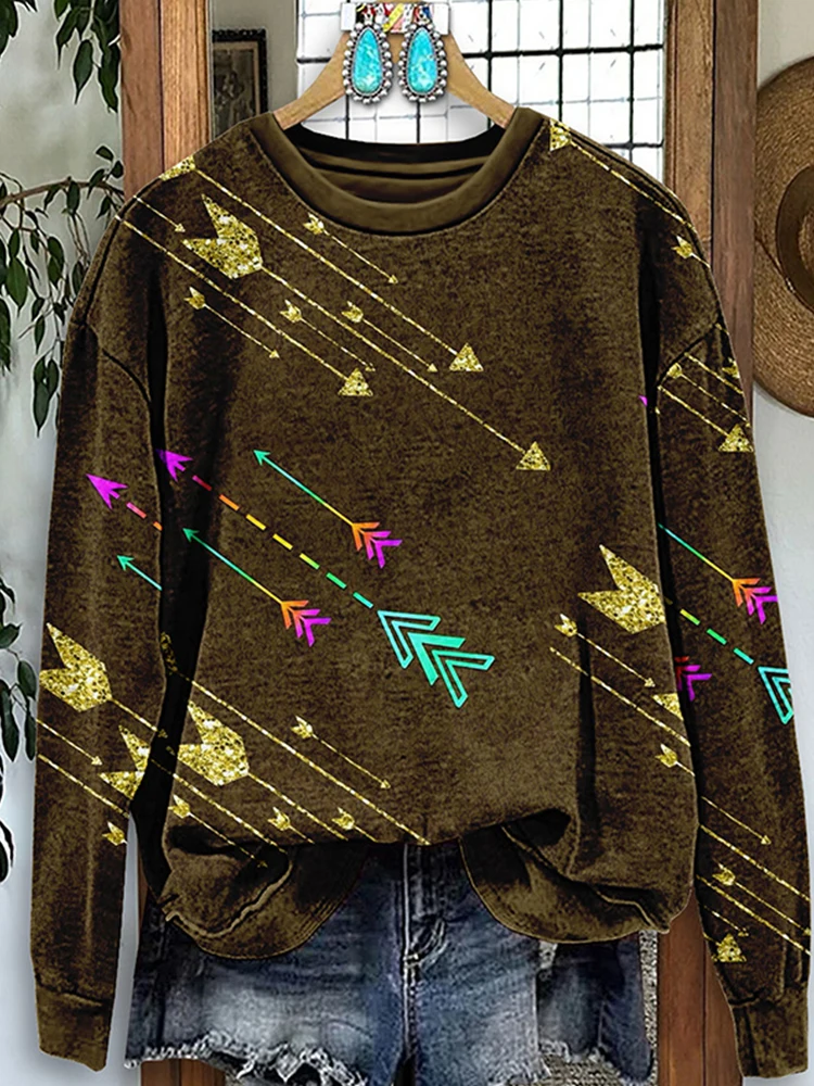 Vintage Western Arrow Print Sweatshirt