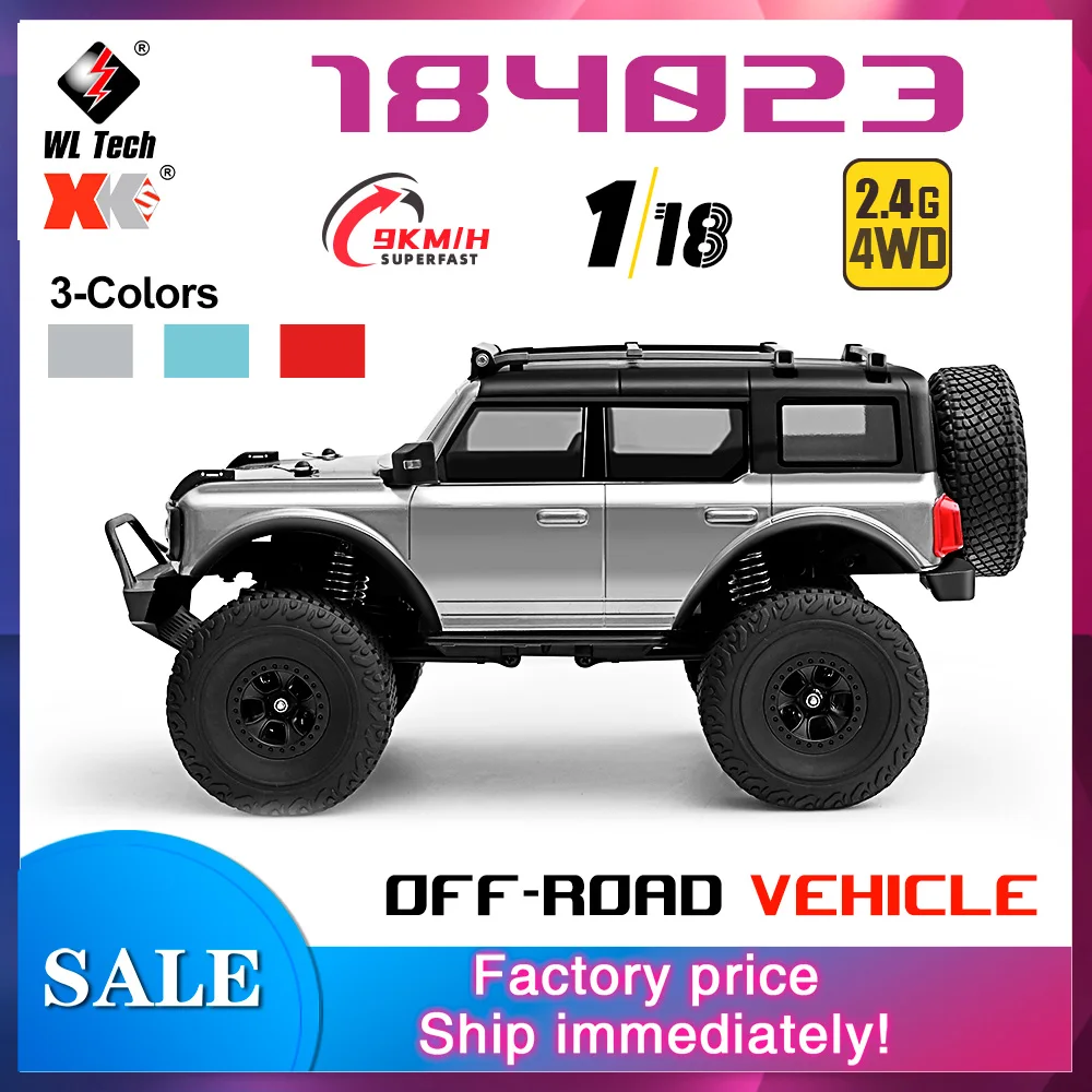

Wltoys 184023 RC Car 9km/h Four-wheel Drive 1/18 Scale Off-Road Car CCS Cruise Control Rubber Tires Remote Control Climbing Car