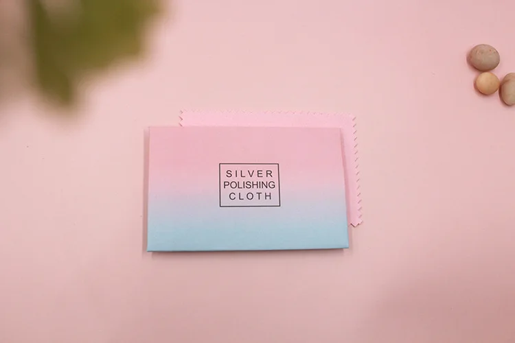 100pcs 10X7cm Pink Gradient Color Packaging Silver Polish Cloth Gold Silver Deerskin Velvet Jewelry Wiping Cleaning Tools