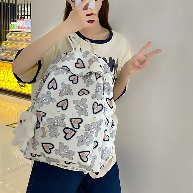 

Women's Casual Bag Large Capacity Backpack Cute Bear Student Backpack
