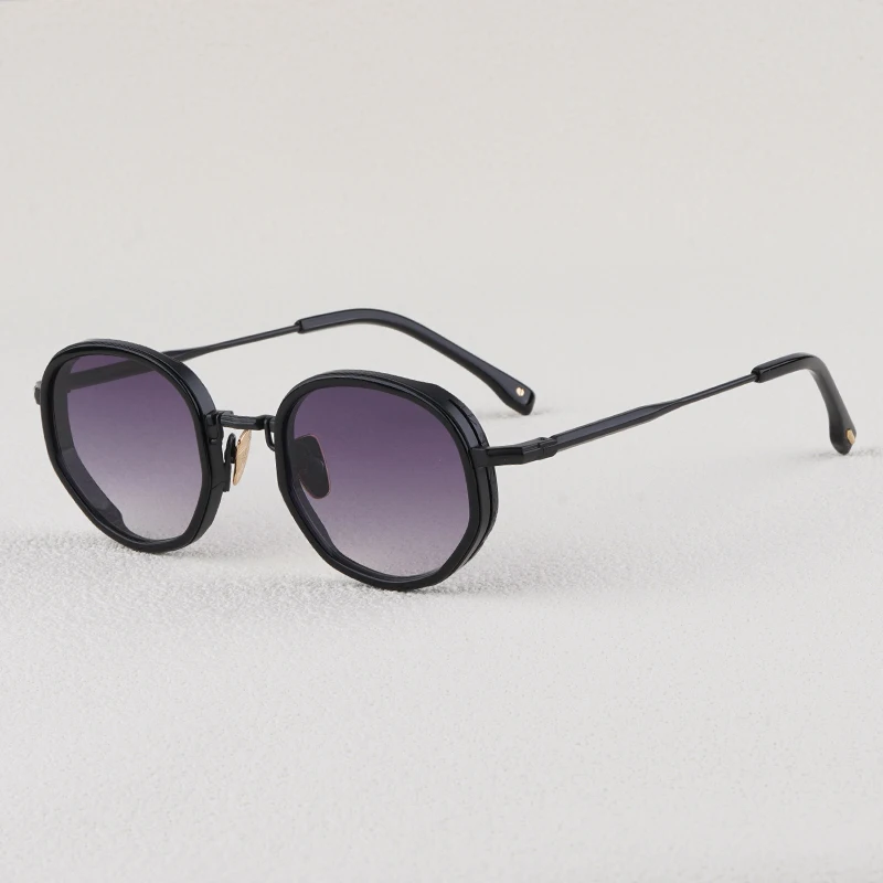 

John Gina Round Alloy Gradient Sunglasses for Men and Women High Quality Personlized UV400 Outdoor Eyeglasses with Pouch