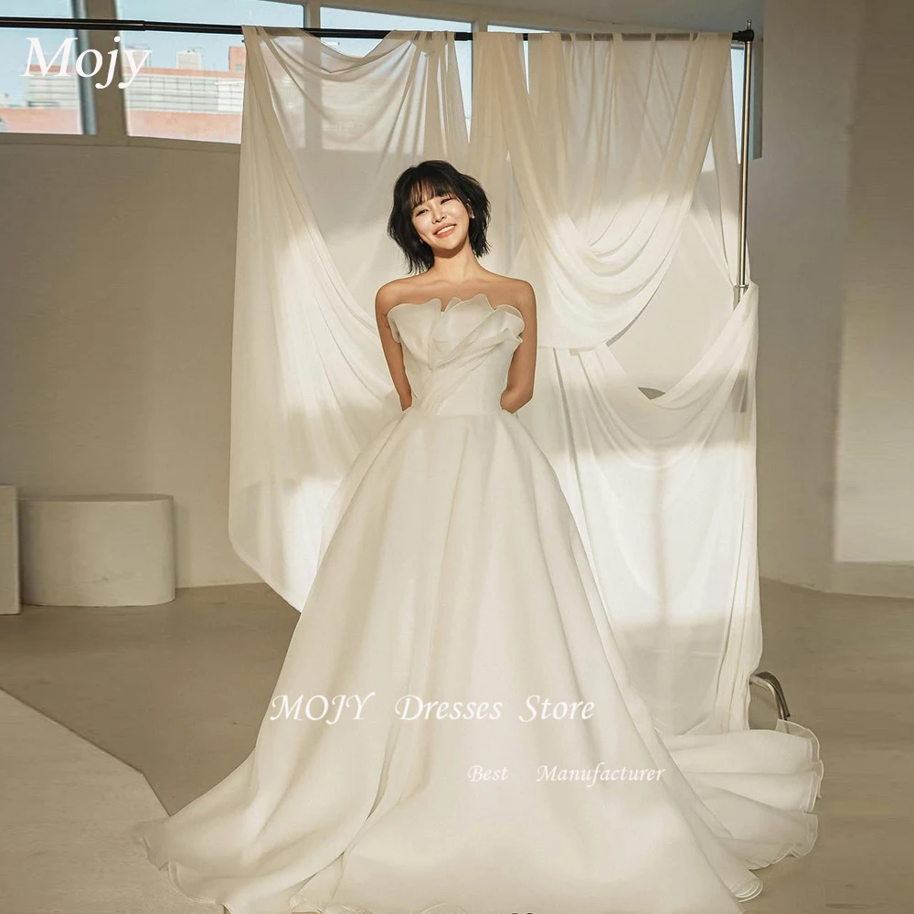 

Мохи принцесса фестончатое корейское свадебное платье трапециевидной формы фотографии шелковое платье из органзы для невесты индивидуальное женское свадебное платье